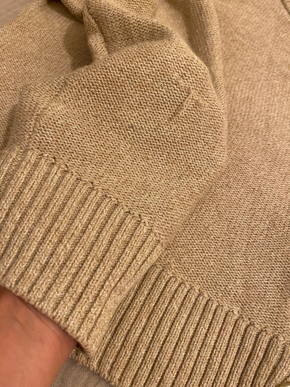 Quince Taupe Button-Front Crew Orhanic cotton Cropped Cardigan. Size M - Picture 9 of 11